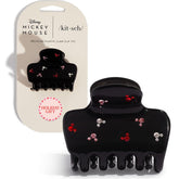 Kitsch Mickey/Minnie hair claw in black rhinestones offers secure hold for daily wear.