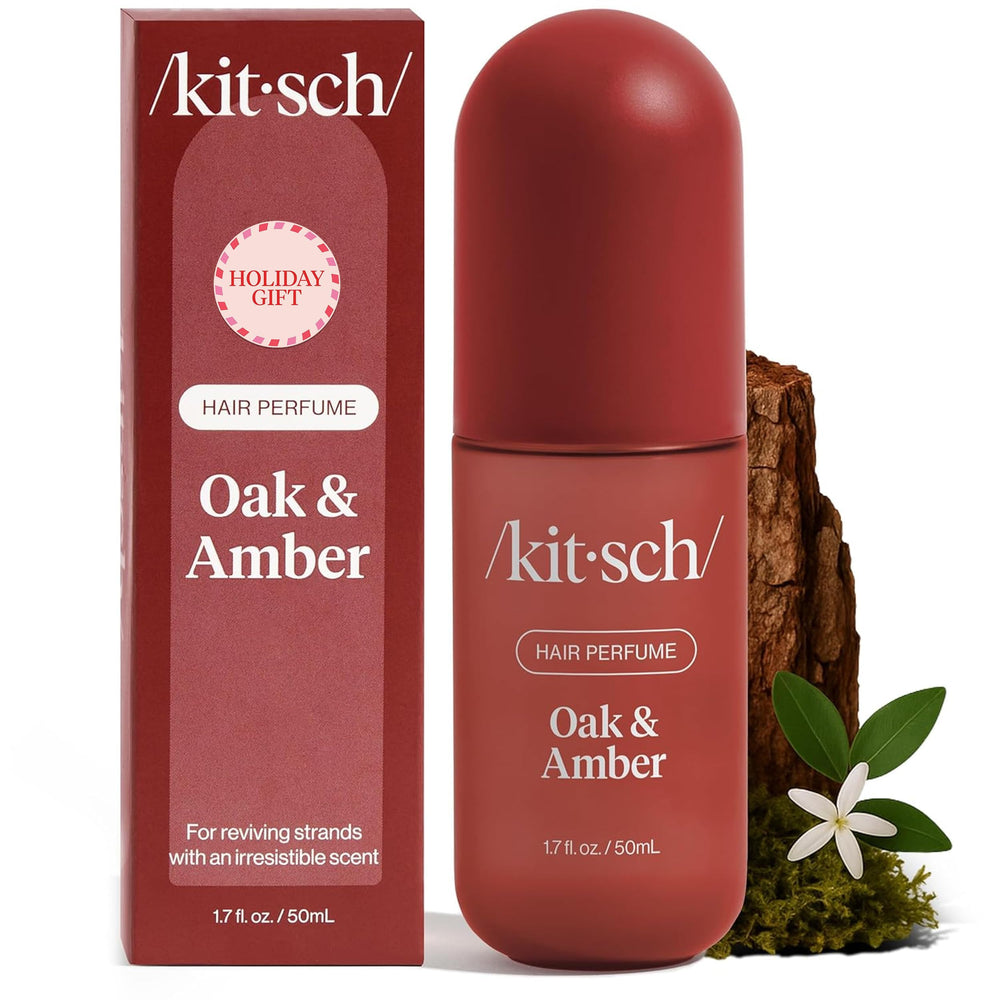 Kitsch Oak & Amber hair perfume bottle for long-lasting freshness.
