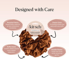 Kitsch camel scrunchie worn on the wrist adds chic, multi-use accessory