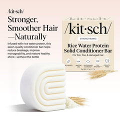 Kitsch Rice Water Conditioner Bar application on wet hair for smooth, manageable strands.