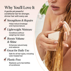 Kitsch Rice Water Conditioner Bar ingredients highlight rice protein and amino acids.