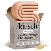 Kitsch Rice Water Shampoo Bar product shot, compact and eco-friendly for travel.