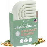 Kitsch Rosemary Biotin Conditioner Bar in hand demonstrates portable hydration for daily hair care.
