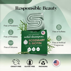 Kitsch Rosemary & Biotin Shampoo Bar on hands shows easy daily application.