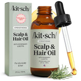 Kitsch rosemary oil bottle pour demonstrates a pre-wash shine boost for healthy-looking hair