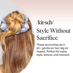 Kitsch scrunchies soft fabric closeup emphasizes gentle hold without pulling
