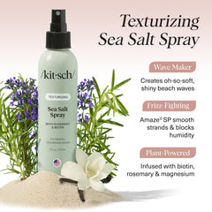 Kitsch Sea Salt Spray close-up texture on damp hair with subtle shine.
