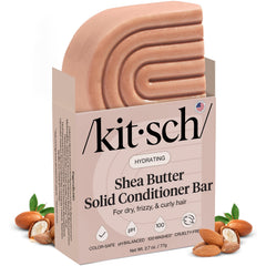 Kitsch Shea Butter Conditioner Bar packaging highlights eco-friendly, zero-waste hair care benefits