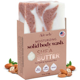 Kitsch Shea Butter Exfoliating Bar lather close-up highlights moisturizing bubbles for soft, hydrated skin.
