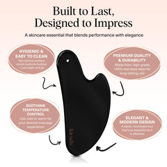 Kitsch stainless steel gua sha tool with soap bubbles emphasizes easy cleaning