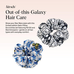 Kitsch Star Wars satin scrunchies featuring Stormtrooper design offer gentle hold without pulling.