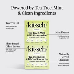Kitsch Tea Tree Bar Duo Pack image demonstrates a complete routine for smoother, healthier-looking hair
