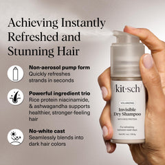 Kitsch dry shampoo absorbing oil and boosting volume between washes