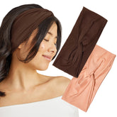 Kitsch wide headband in rosewood demonstrates a stretchy fit for all-day comfort.
