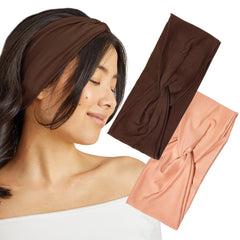 Kitsch wide headband in rosewood demonstrates a stretchy fit for all-day comfort.