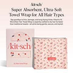Kitsch XL microfiber hair towel wrap in 40x24 inch oversized design for versatile coverage.