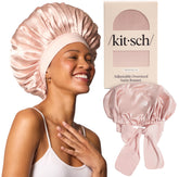 Kitsch XL satin bonnet closeup highlighting plush satin for gentle overnight protection.