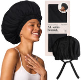 Kitsch XL satin bonnet with adjustable fit for overnight frizz control and smoothness.