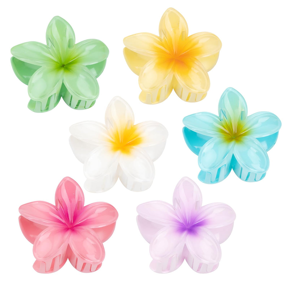 Kivzex Hawaiian Flower Hair Claw in light green for secure, colorful daytime styling