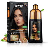 Kiwinz Professional Hair Color Shampoo bottle demonstrates 5-in-1 formula for convenience.