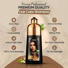 Kiwinz Professional Hair Color Shampoo pump-dispense enables quick color application.
