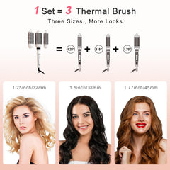 K&K 3-in-1 thermal brush set 1.75-inch bristles for full-bodied bounce
