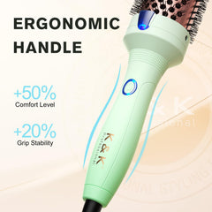 KK Thermal Brush one button design simplifies styling across hair types.