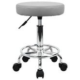 KKTONER PU leather round stool grey side view for efficient salon and studio seating