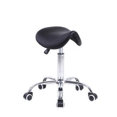 KKTONER rolling saddle stool front view shows ergonomic design for long sessions.