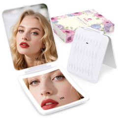 klarh magnifying makeup mirror front view shows compact pearl white design for travel use.