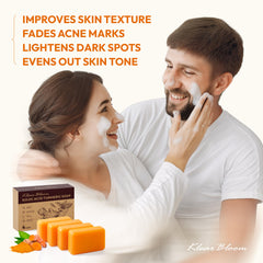KlearBloom Kojic Acid Turmeric Soap Bar closeup texture shows gentle exfoliation.