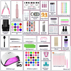Klemon 36 glitter colors acrylic powder collection for vibrant nail art