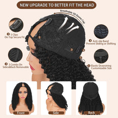 Kloiynj V Part Burmese Curly Wig 16inch side view highlights smooth texture and bounce.