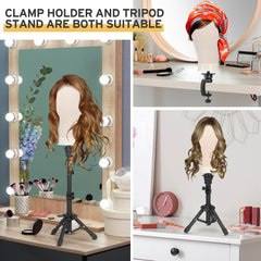 Klvied cork canvas wig head offers durable, odor-free support for precise shaping.