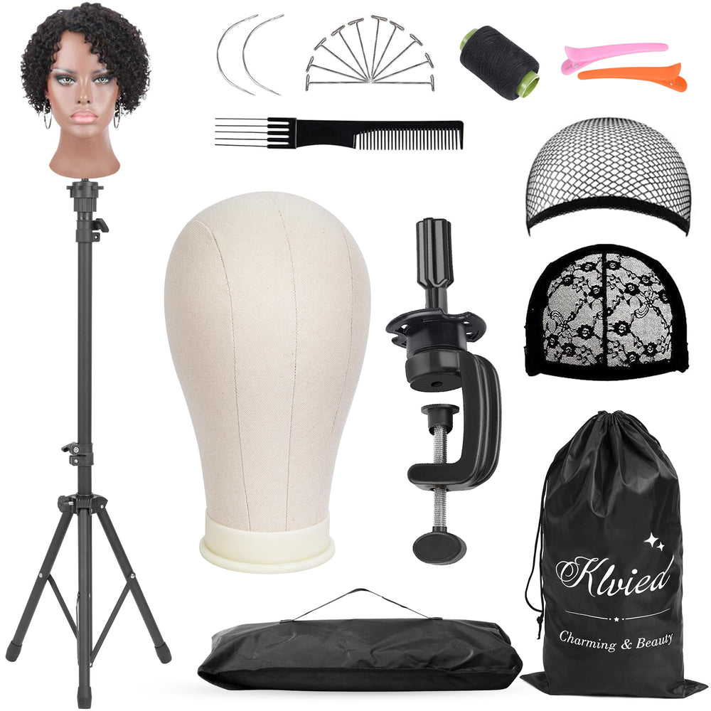 Klvied reinforced wig mannequin stand head demonstrates sturdy dual-use display and practice setup