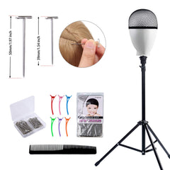 Klvied wig stand tripod displayed with included accessories for complete wig making.