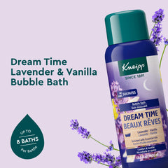 Kneipp Dream Time lavender-vanilla bubble bath pour enables smooth dispensing for a soothing aroma.