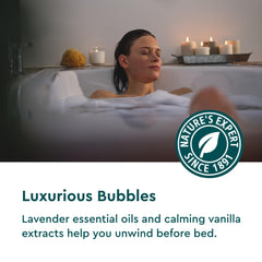 Kneipp Dream Time lavender-vanilla bubbles closeup highlights long-lasting foam for a serene soak.