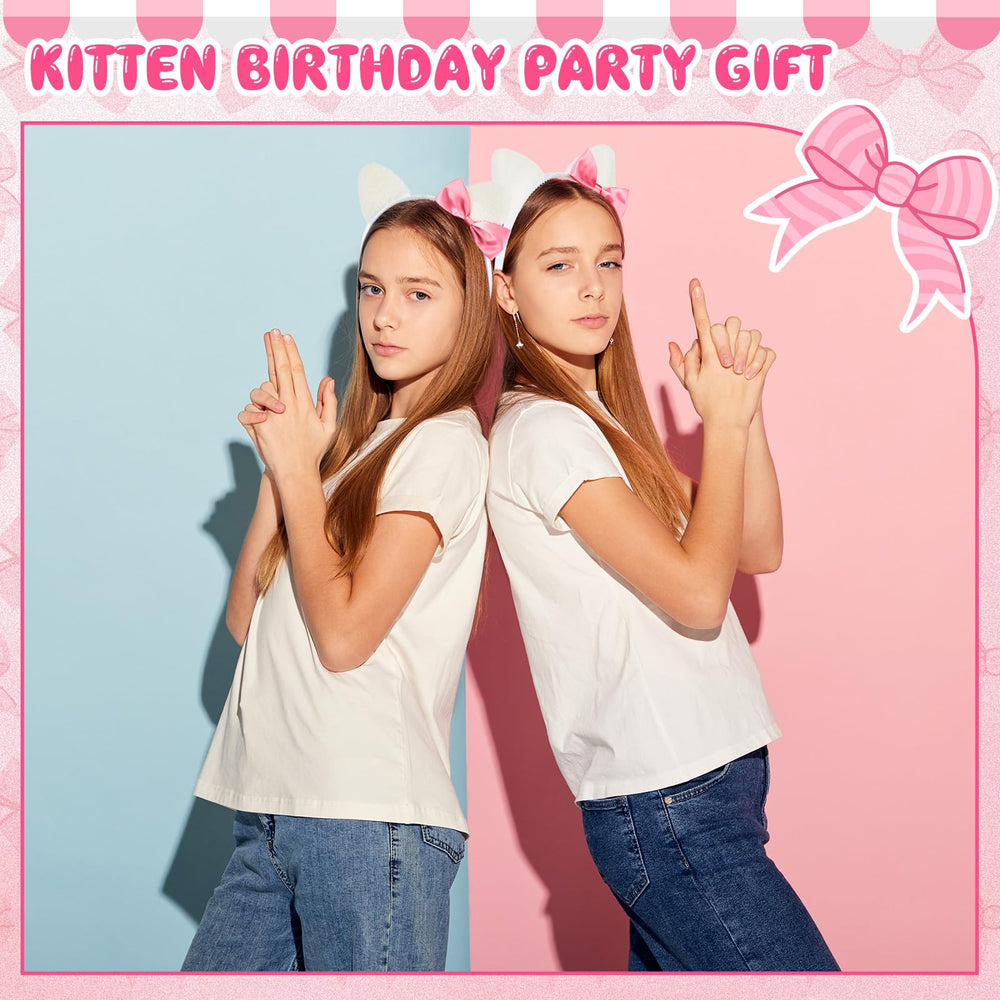 Knitgrip kitty cat ears headbands satin bow detail adds chic charm