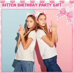 Knitgrip kitty cat ears headbands satin bow detail adds chic charm