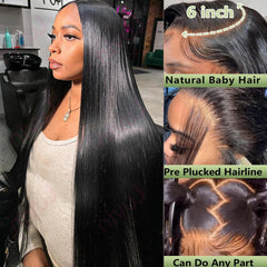 Knosps 30inch straight lace-front wig side view demonstrates versatile parting options