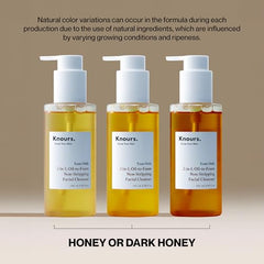 Knours jojoba-honey cleanser texture close-up highlights nourishing oils for skin.