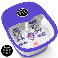 KNQZE Collapsible Foot Spa remote control enables easy heat and timing adjustments.