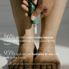 KOBA Bottom Up Foot Cream on hand demonstrates gentle application and quick absorption.