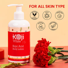 Koji White Body Lotion texture on skin shows quick absorption