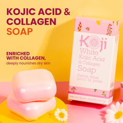 Koji White Kojic Acid & Collagen Soap body bar with lather for smooth skin