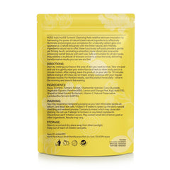 Kojic Turmeric Cleansing Pads packaging highlighting all-natural ingredients and travel-friendly design