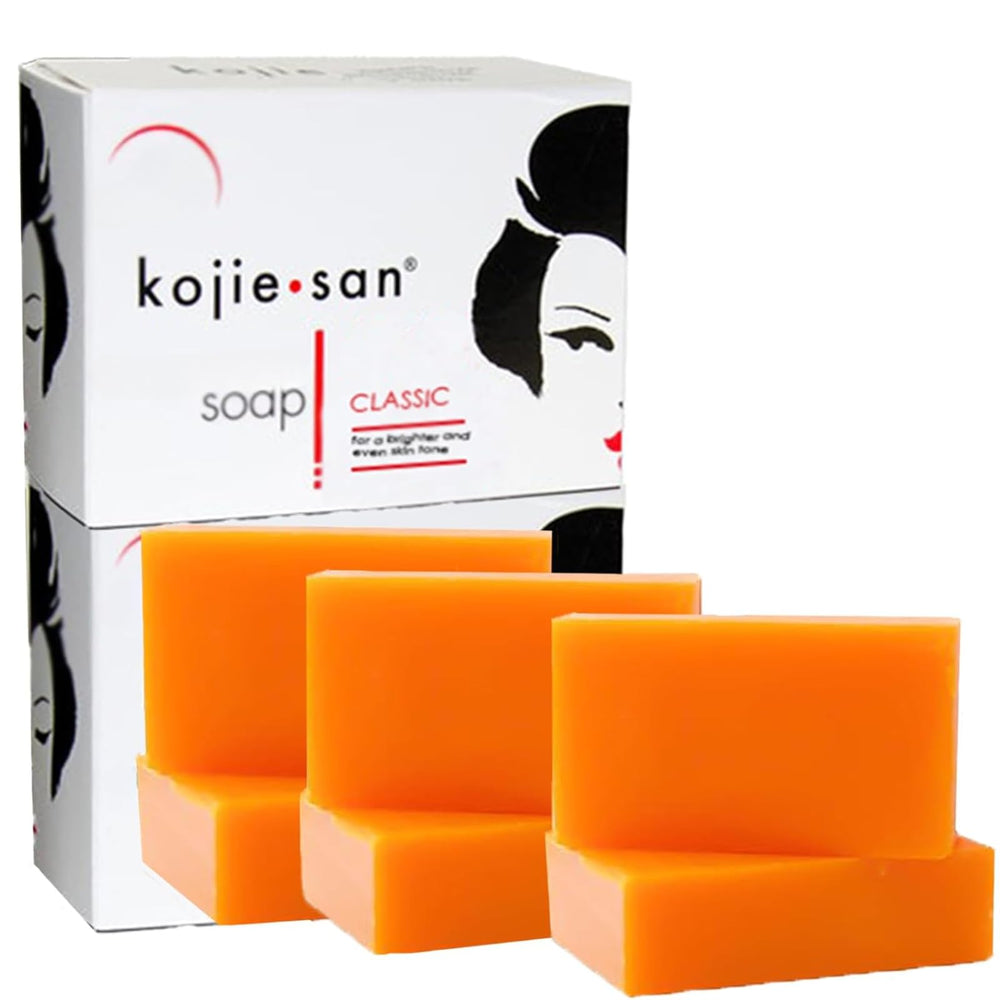 Kojie San original bar front view highlights exfoliation for a more even complexion.