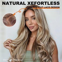 KOME Ash Blonde lace detail shows 13x6 Swiss HD lace blends.