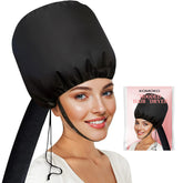 Komoko hooded hair dryer bonnet closeup highlighting premium stitching and waterproof fabric for durable conditioning.